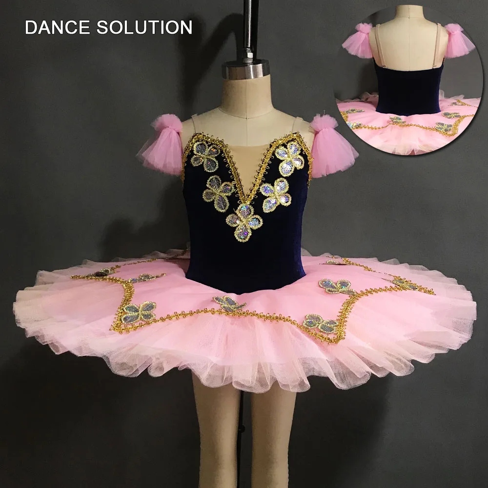 Темно-синий бархатный лиф предварительно профессиональная блинная балетная пачка Сценический костюм для шоу женщины и дети танцевальное бальное платье BLL123
