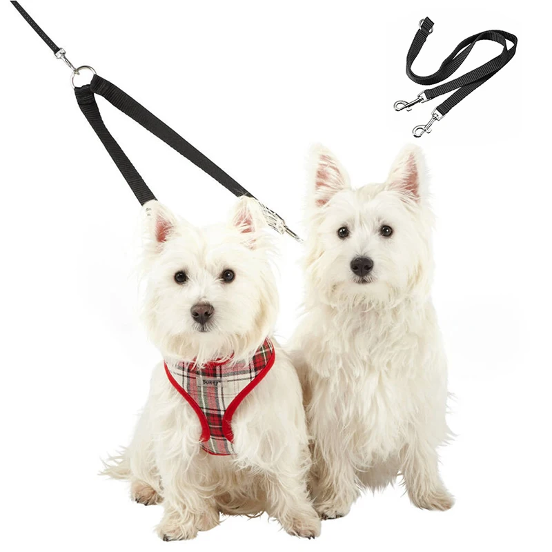 

New Double Twin Lead Walking Leash Double Dog Pet Lead Leash Splitter Coupler Double End Hook Tow Rope Two Dogs Leash Coupler