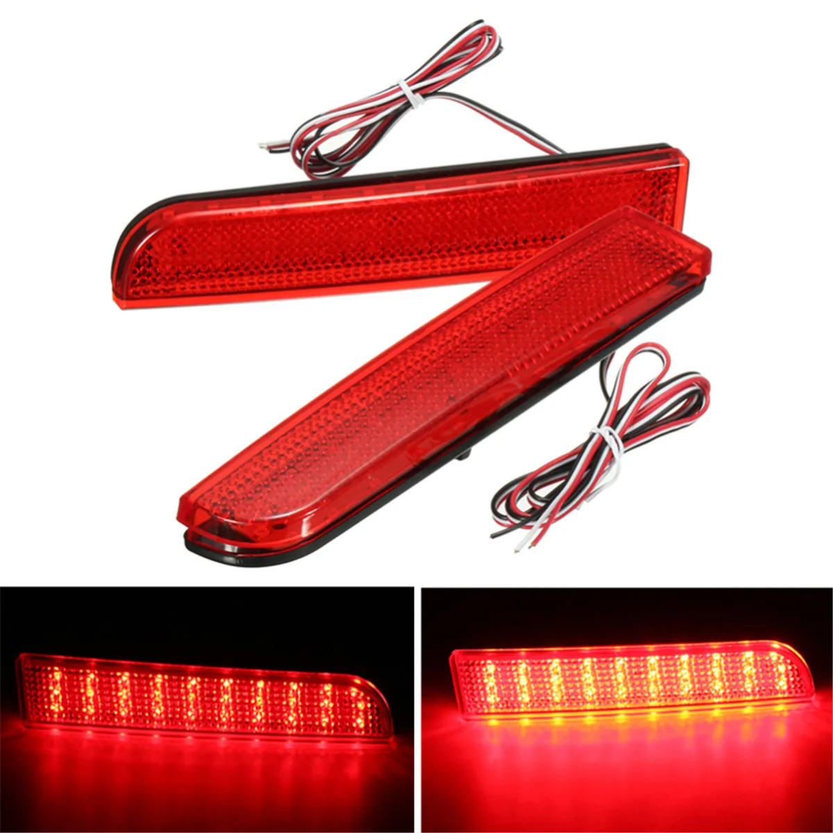 Пара 30 светодиодный задний бампер автомобиля отражатель задний тормоз Стоп ходовой светильник лампы для Mitsubishi Lancer 2008 - Цвет: Красный