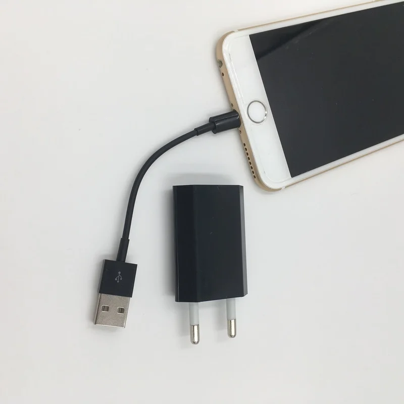 EU usb charger + 10cm usb cable for iPhone X 8 7 6 6s 7 Plus 5 5s SE