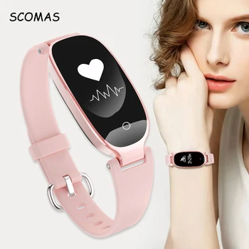 

SCOMAS Fashion Smart Watch Bluetooth 4.0 Heart Rate Monitor Fitness Tracker Waterproof Relogio Smartwatch Women For IOS Android