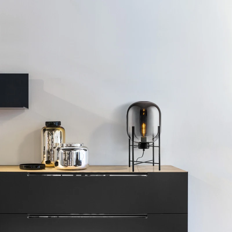 Candeeiro de Mesa Luz da Mesa Nova Chegada Criativo Simples Abajur Vidro Preto E27 Edison Arte Casa Loja Restaurante Decoração Iluminação 4 Nova chegada criativo simples candeeiro de mesa