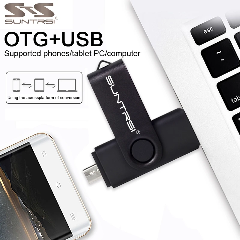 Suntrsi Usb 2,0 OTG флеш-накопитель 128 Гб 64 Гб USB флеш-накопитель для микро смартфона 32 Гб 16 Гб внешний накопитель Пользовательский логотип Прямая поставка