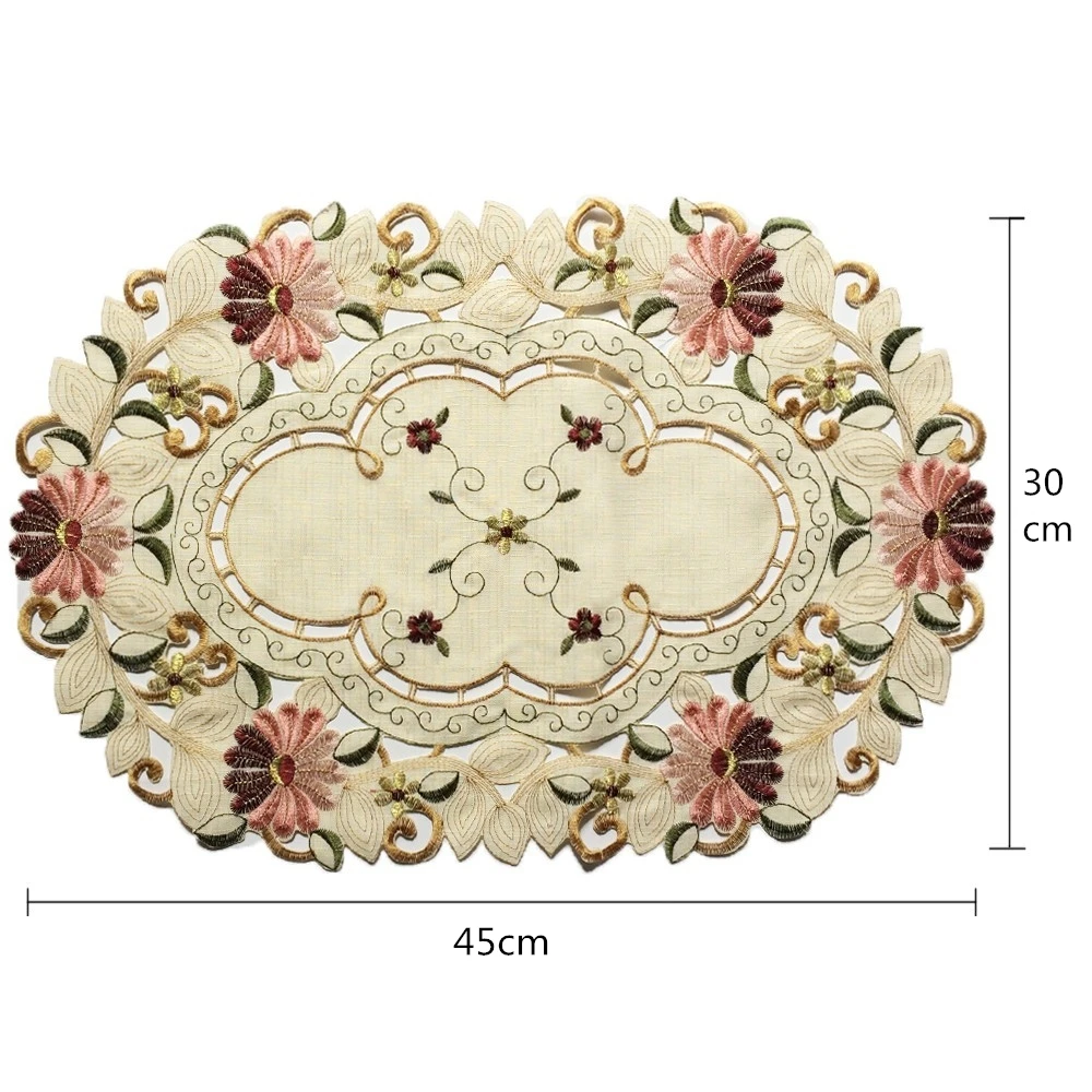 Раюань ручной работы вышитая ромашка цветок разрезная овальная скатерть Свадебная вечеринка Декор скатерть