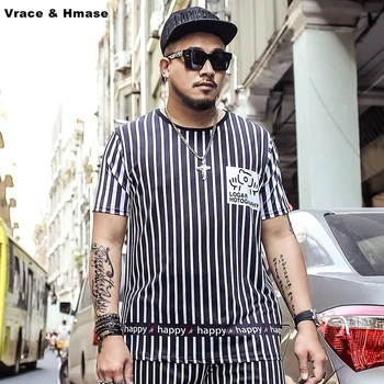 

American minimalist style striped large size hip hop short sleeve t-shirt Summer 2017 New quality soft silky t shirt men XL-6XL