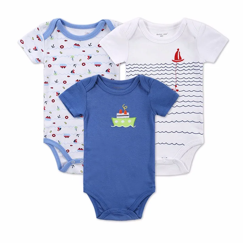 3 PCSLOT Baby Boy Clothes Newborn Baby Bodysuit Short Sleeved Cotton Baby Romper Toddler Underwear Infant Clothing Baby Outfit (10)