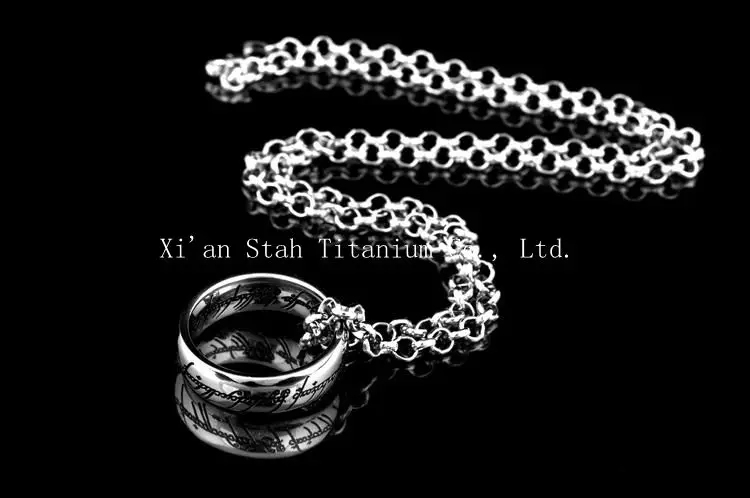 

Pure Titanium Hobbit Ring Lord of the Rings Size 7# to 12#/ With Stainless steel Pendant Chain