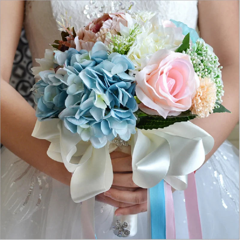 Beautiful Artificial Flowers Bouquets Peony Flower Blue Cheap Sale
