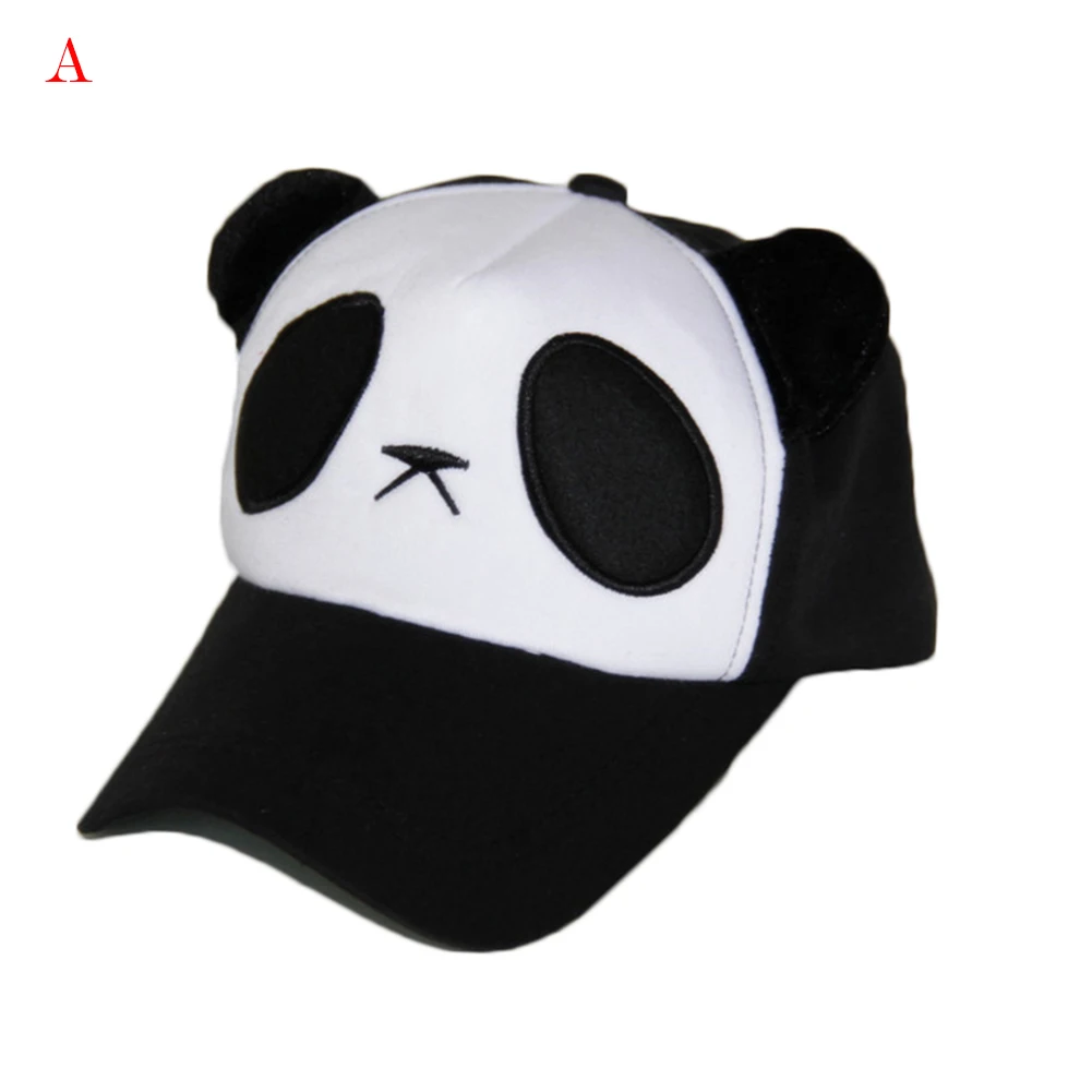 Детская и взрослая хлопковая дышащая бейсбольная кепка с рисунком панды, регулируемый спортивный уличный солнцезащитный козырек на липучке, сетчатые шапки - Цвет: A-Adult