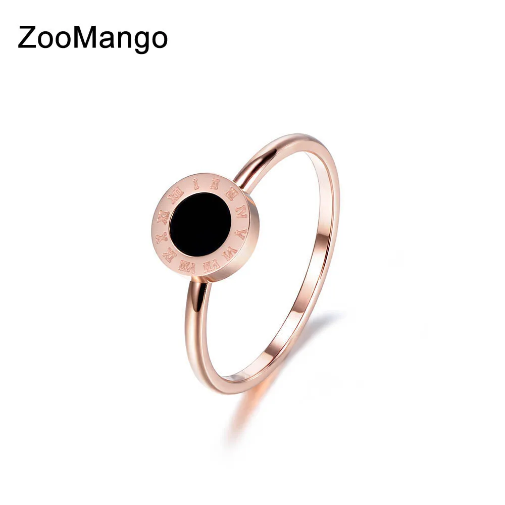 

ZooMango Classic Stainless Steel Resin Fine Jewelry Brand Roman Numerals Ring Bridal Wedding Engagement Rings For Women ZR18002