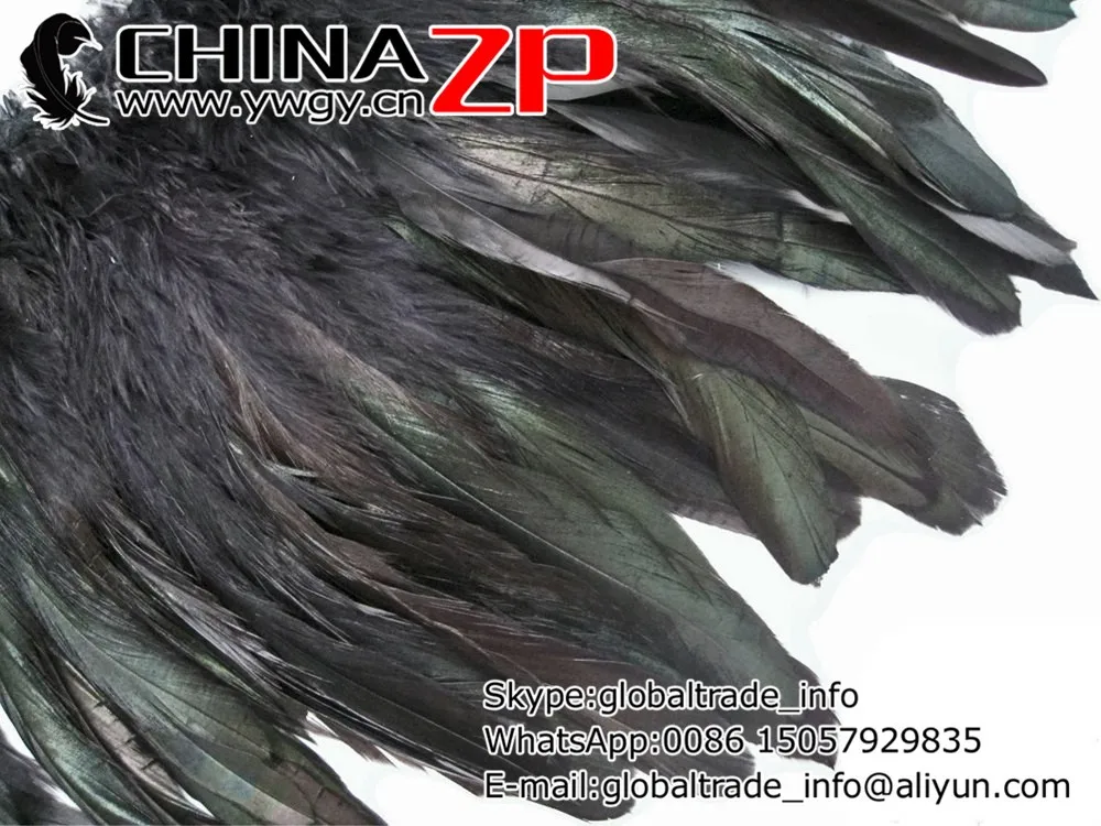 Wholesale Feathers, 1 Yard - BLACK Dyed Schlappen Strung Rooster Feathers (bulk) 3