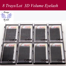 8 лотков/lot мягкий и прочный наращивания ресниц ручной работы 3D объем ресниц Натуральный Черный Индивидуальный Корея шелк норки ресницы