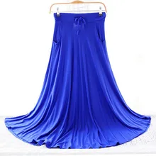 Новинка, весенне-осенние юбки, Женская длинная юбка из модала, повседневные женские макси юбки, Плиссированные Миди юбки, Женская юбка, цвета: серый, синий, красный
