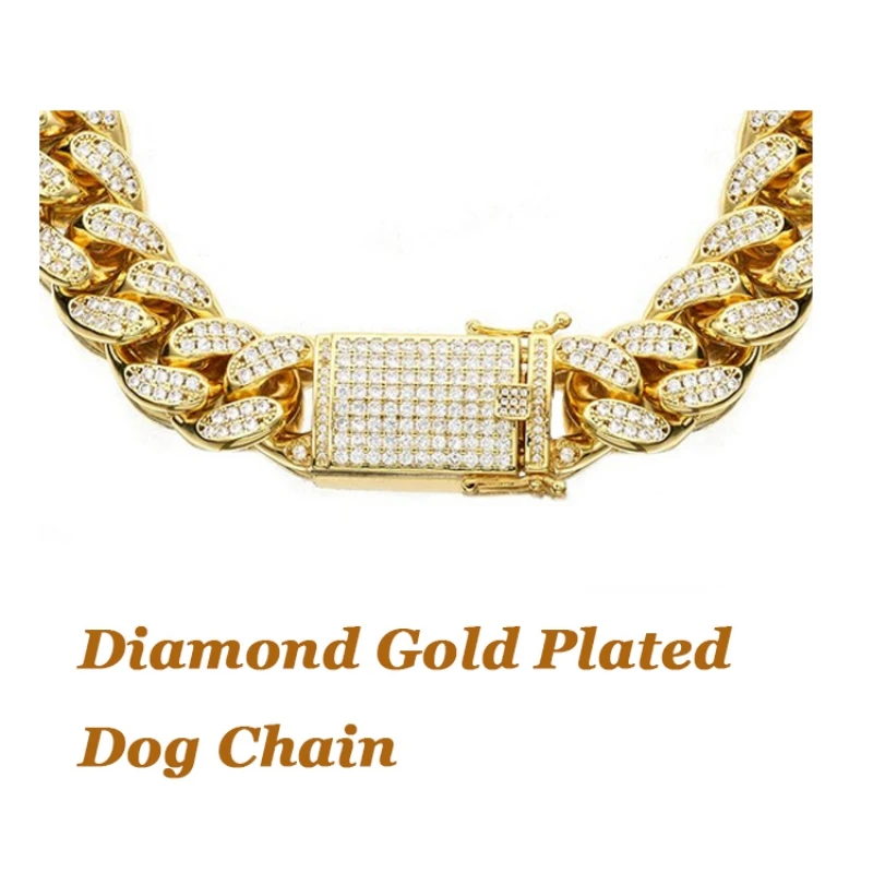 

18mm Metal Dogs Training Choke Chain Gold Dog Chain Collars for Large Dog Pitbull Bulldog Strong Stainless Steel Slip 12~30 inch