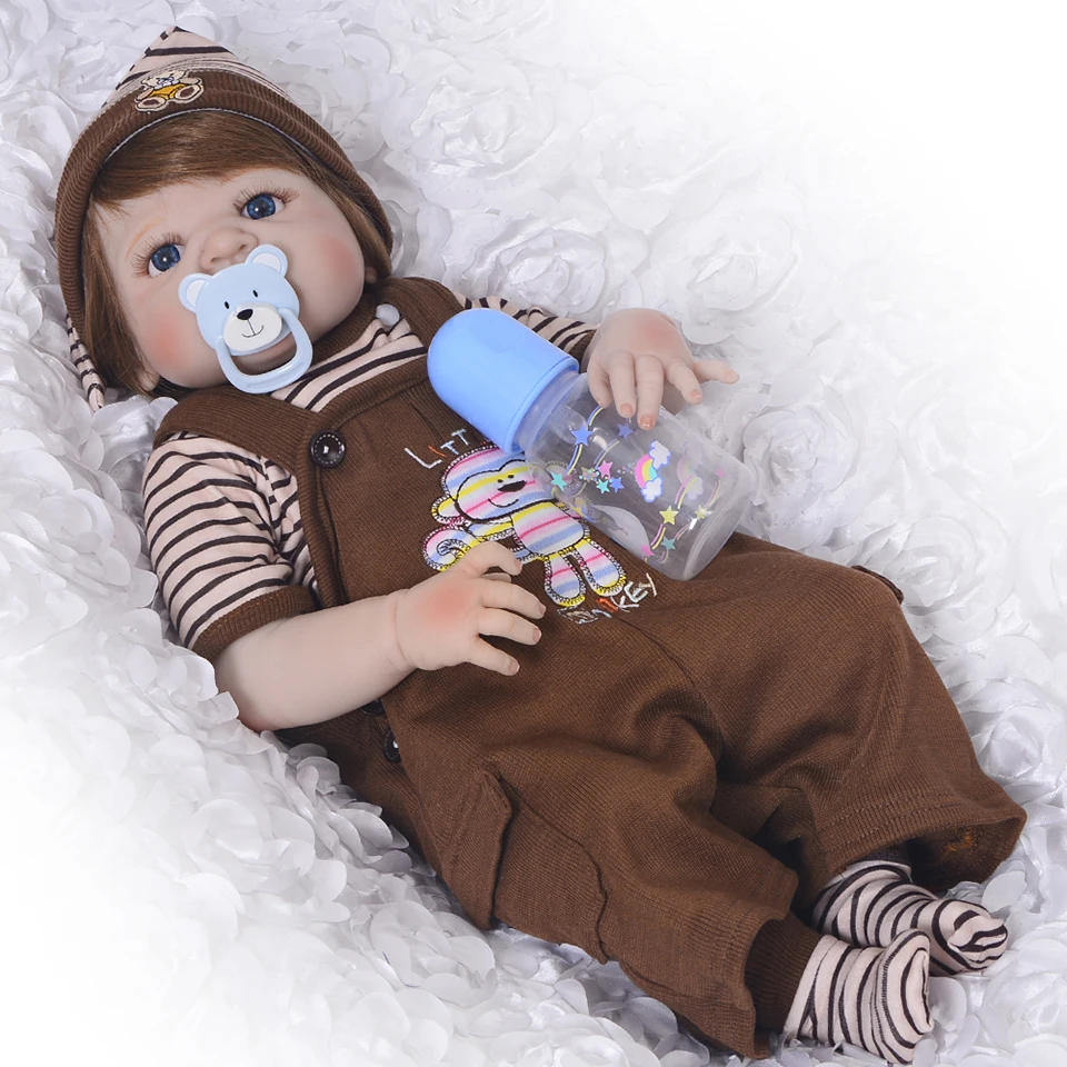 

Handsome 23 inch Full Vinyl Silicone Reborn Baby Dolls Newborn Boy Twins 57 cm Fashion Waterproof Realistic Baby Toys XMAS Gift