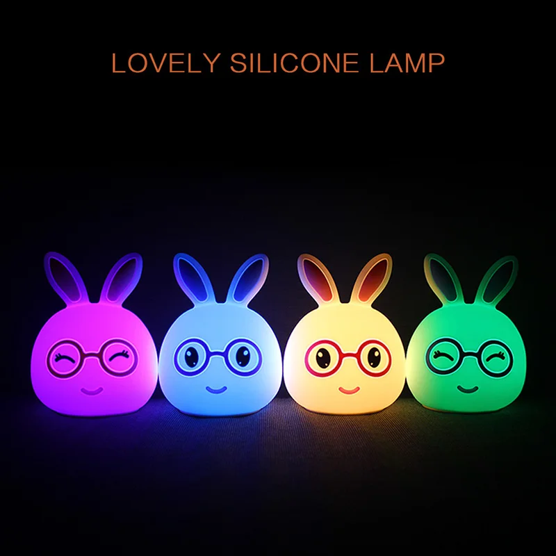 

Rabbit LED Baby Night Light Multicolor Silicone Soft Nursery Lamp for Children Toddler Room Decor CLH@8