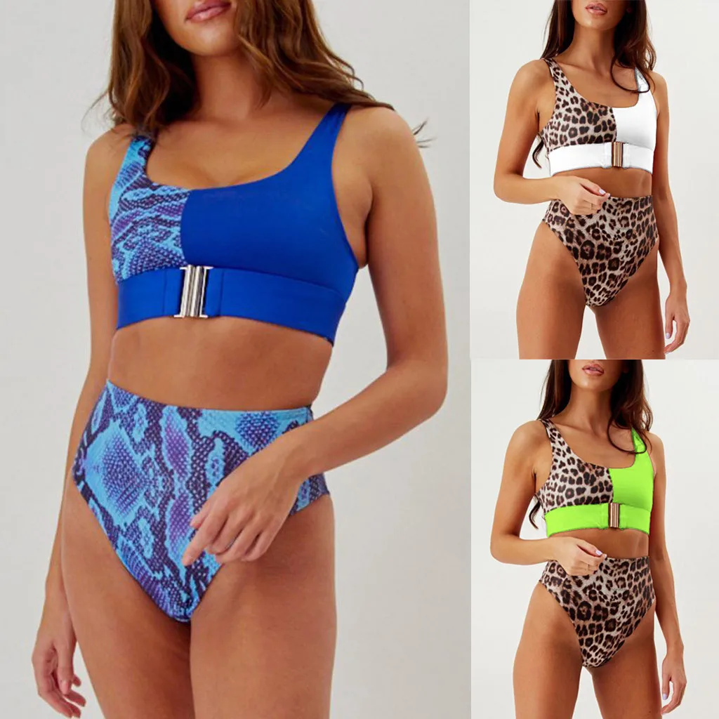 Купальник раздельный леопардовый бикини подкладка пуш-ап женский купальник купальный пляжный костюм biquini feminino для praia