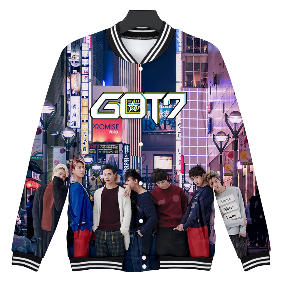 LUCKYFRIDAYF 2018 KPOP GOT7 17 3D бейсбольная куртка бомбер пальто для женщин и мужчин большие