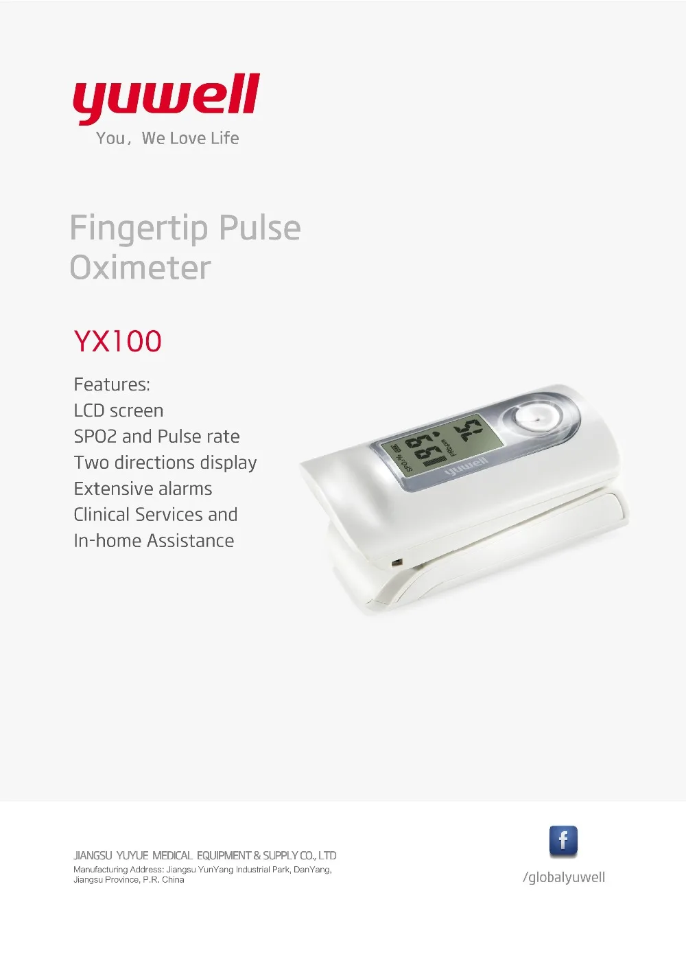 

Yuwell YX100 Medical Household Digital Fingertip Pulse Oximeter Blood Oxygen Saturation Meter Finger SPO2 PR Monitor Tool CE