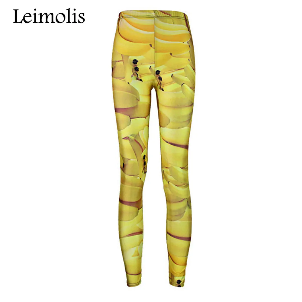 

2016 spring Tenths adventure time punk rock hara u black milk push up fitness sexy 3d print yellow Banana women leggings sports