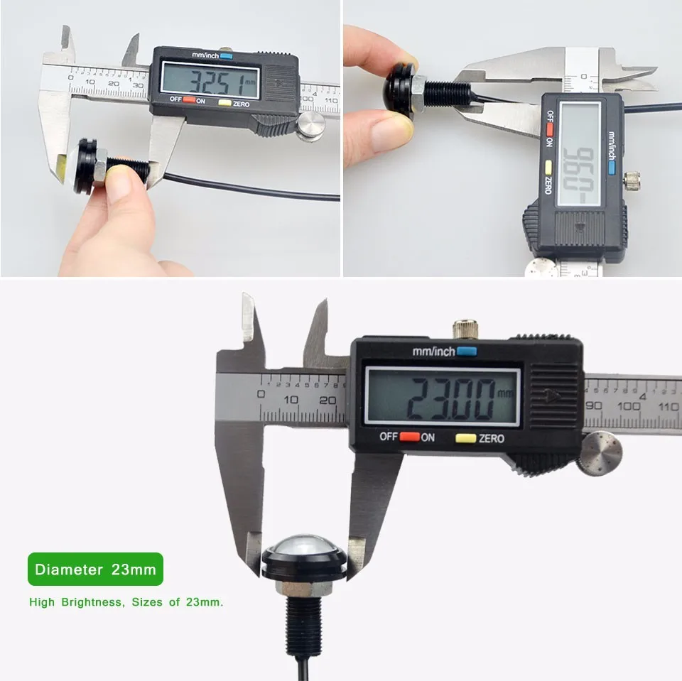 1 шт., высокая мощность, 23 мм, 12 В, автоматический светодиодный водонепроницаемый дневный ходовой свет «Орлиный глаз», дневные ходовые огни, Предупреждение ющие парковочные тормозные лампы