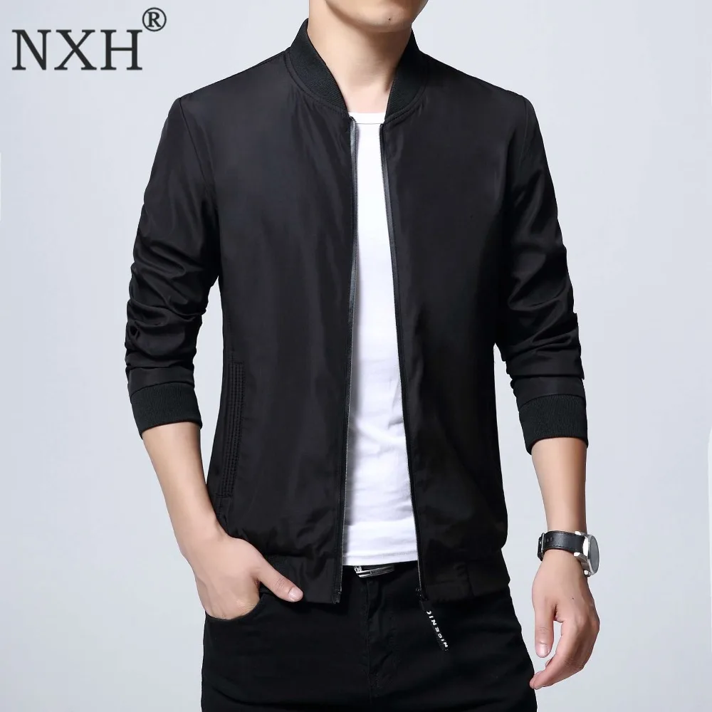 

NXH 2017 Thin Jacket Men Pilot with ArmyGreen Blcak Thin Pilot Bomber Jacket Men Wind Breaker Jacket Men M-4XL 3Colors