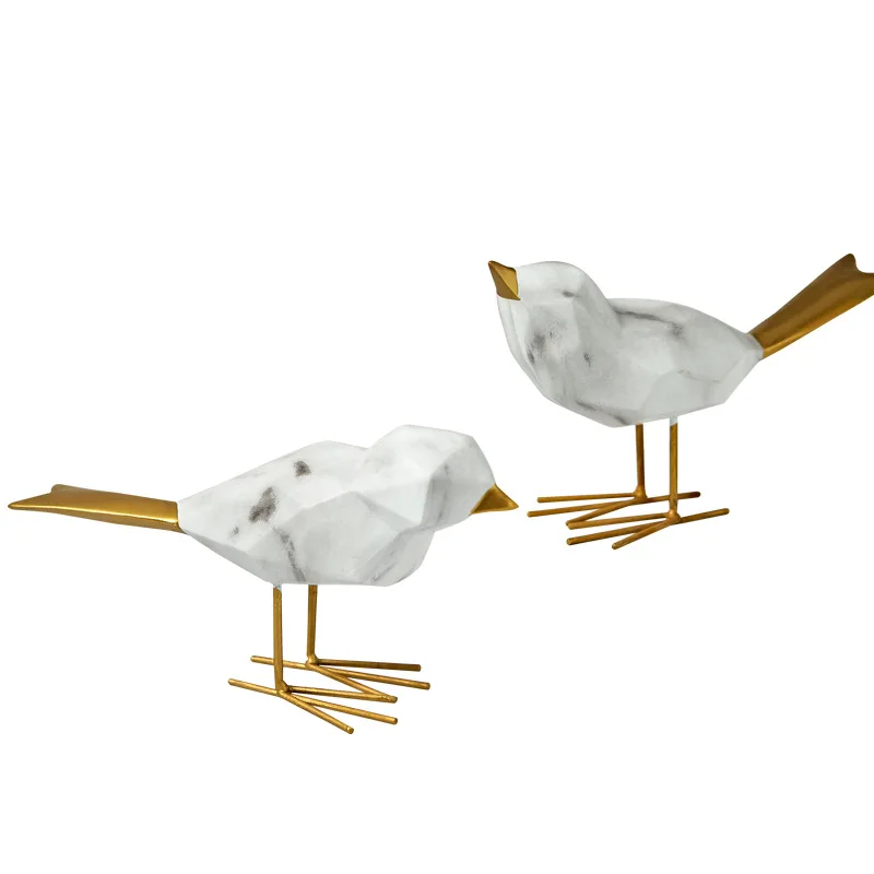 

Nordic Abstract White Birds Mascot Sculpture Geometric Statues Wildlife Animal Figurines Rustic Home Decor Desk Decoracion Hogar