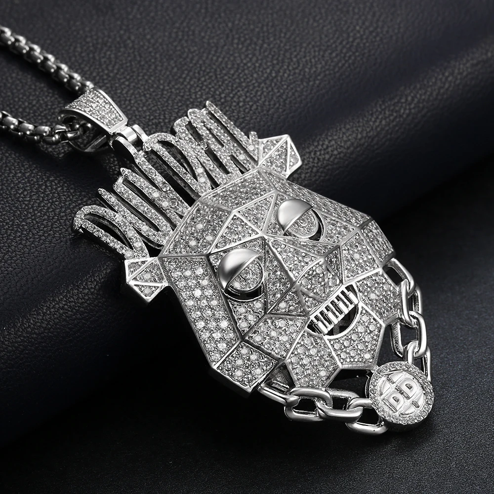 Custom Desgin hiphop Iced out jewelry  Lion Head Pendant With  Bling Cubic Zircon Men's Hiphop Necklace Jewelry For Gift (4)