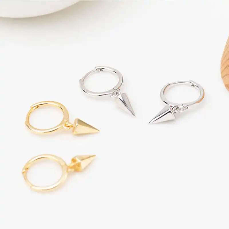 Корейский ромб позвоночника форма стерлингового серебра 925 пробы белого золота висячие серьги для ушей Геометрическая Серьга для женщин мо...