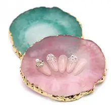 Натуральный полированный камень из смолы для дизайна ногтей, палитра для художественного дизайна с золотыми краями, профессиональная краска, гель для рисования, цветной рисунок