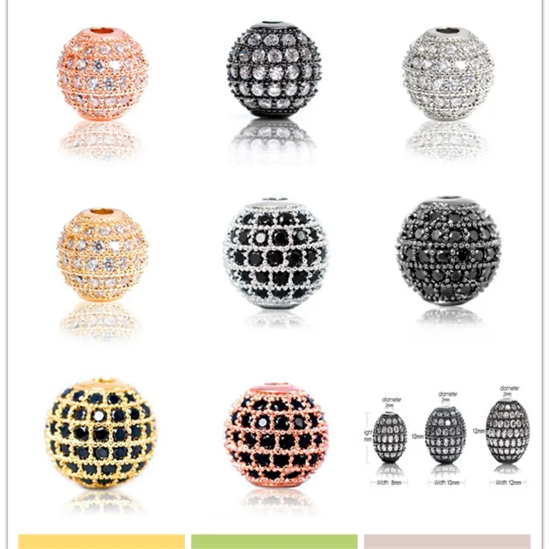 

2018 NEW Fashion cz metal ball beads DIY beads making jewelry accessories zirconium oxide natural stone beads pearl jewelry