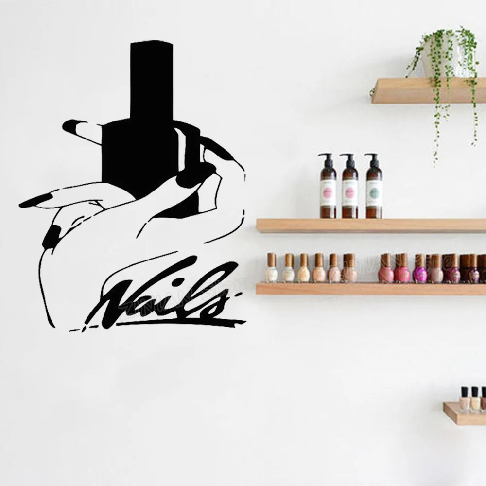 

Nail Stylist Nail Polish Girl Hand Wall Decal Nails Art Manicure Pedicure Service Stickers Home Decor Girls Beauty Salon Z725
