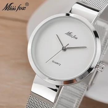 

Miss Fox Silver Minimalist Watch Steel Slim Simple Style Ultra Thin Watch Waterproof Causal Xcfs Timepiece Women Bayan Kol Saat