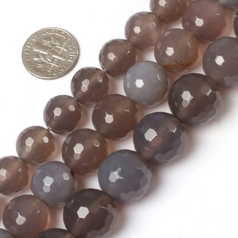 

Gem-inside Natural Round Tiny Small Spacer Seed Faceted Gray Agates Loose Grey Stone Beads For Jewelry Making 15inches DIY