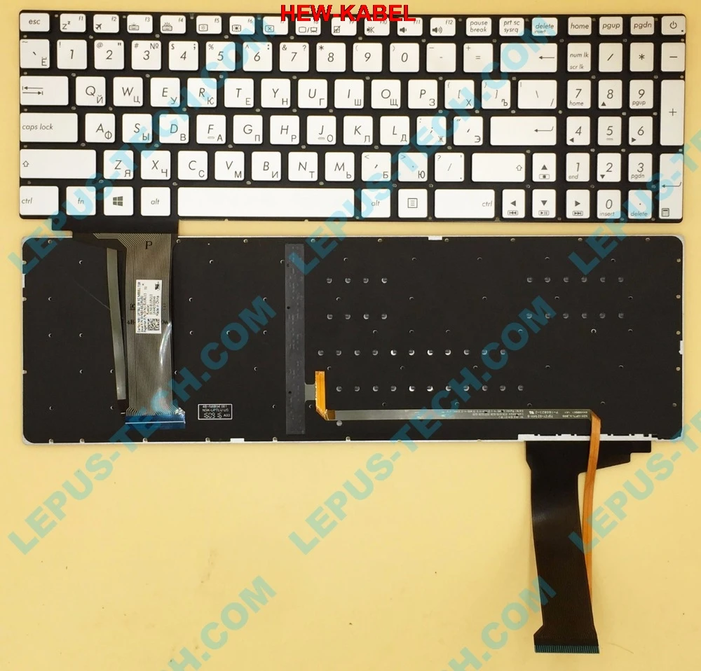 Оригинальный русская клавиатура для ноутбука ASUS N552 N752 N551 G551 GL551 N751 клавиатура с подсветкой серебро 9Z. N8BBU. T0R клавиатура NSK-UPTBU 0R
