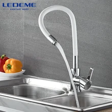 LEDEME Pull Out Kitchen Faucet Water Save Rubber Tube Cold Hot Water Mixer Single Hole Rubber Tube Contemporary Faucet L4898 -3