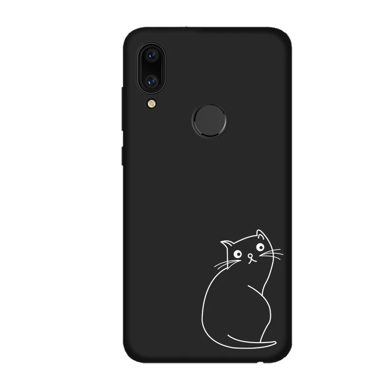 Мягкий матовый чехол для huawei Honor 8, 9, 10, 20 Lite mate, 20, 10, 8X, 7A, милый чехол с котом, для huawei P20, P30 Lite, Pro, P smart, Z