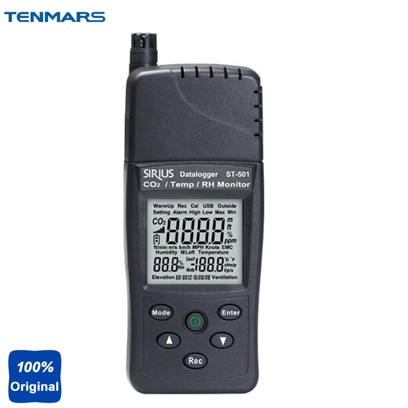 ST-501 Indoor Air Quality IAQ Instrument Measuring Carbon Dioxide Tester CO2 Test Relative Humidity Monitor RH Temperature Meter ST-501 Indoor Air Quality IAQ Instrument Measuring Carbon Dioxide Tester CO2 Test Relative Humidity Monitor RH Temperature Meter