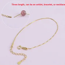 

1PC Real 925 Sterling Silver Box Chain Bracelet/Anklet for Women