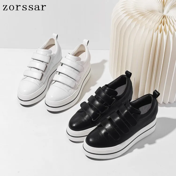 

2019 Women Flat Shoes Platform Sneakers Shoes Ladies Genuine Leather Thick bottom Casual Shoes Lace up Flats creepers