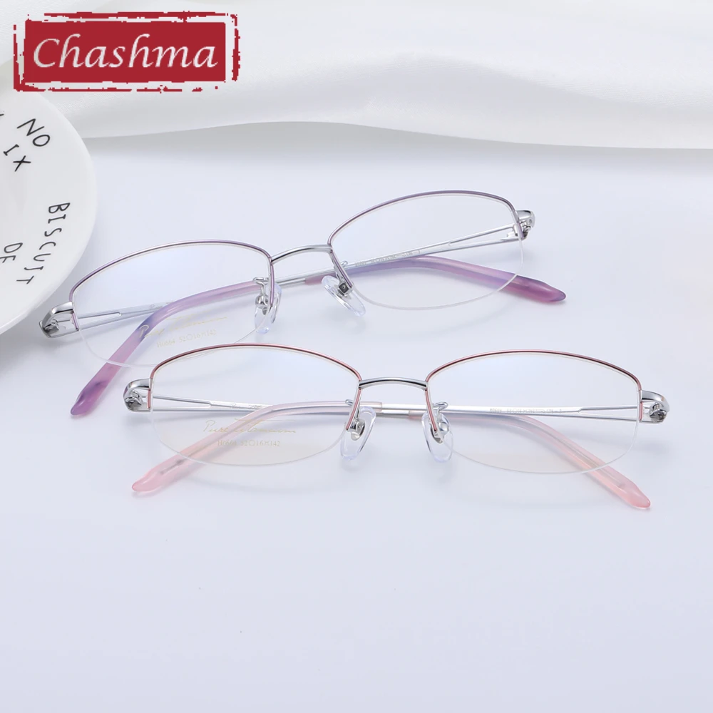 US $42.84 Prescription Glasses Women Pure Titanium Eyewear Purple Red Spectacle Anti Blue Ray Optical Frames