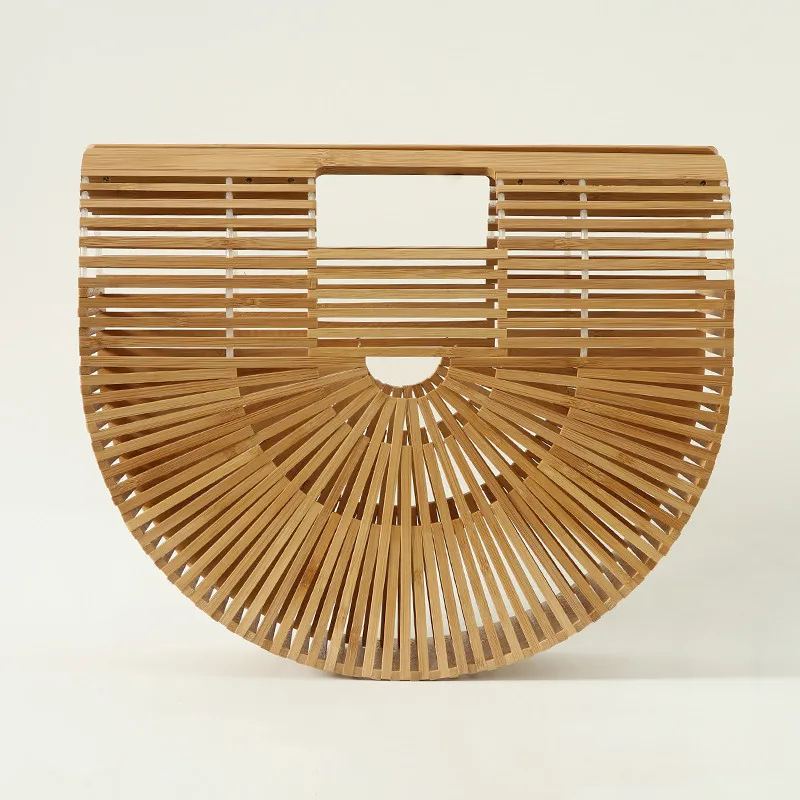 

Causal Women's bamboo Purse Ladies Fashion Beach Top Handle Tote Bag Female Summer Hollow Handbags Box Package