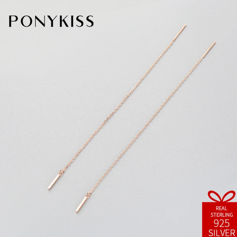 Женские длинные серьги PONYKISS Простые Длинные из стерлингового серебра S925 пробы