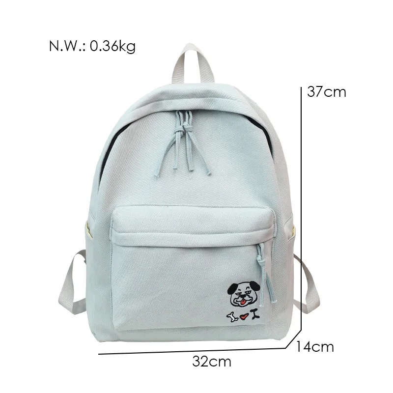 Women Backpack Schoolbag Canvas Cute Dog Embroidery Cotton Fabric Backpack Female Vintage Notebook Backpack For Girls School Bag (5)