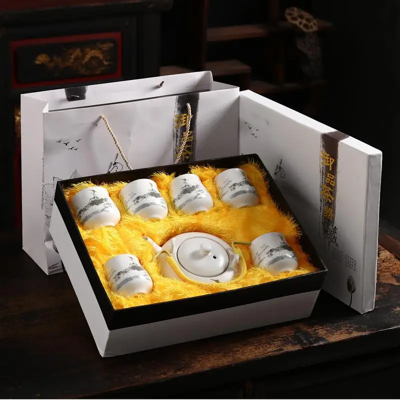  White Teaware Sets Ceramic Kung Fu Tea Set Portable Teaset Teapot Tea Cups of Tea Ceremony Coffee C