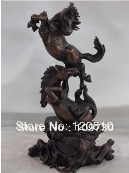 

00946 9 inch classical red bronze carvings two both jubilation horset statue