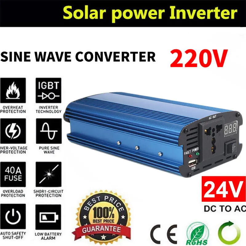 

Vehemo DC24V To AC220V Solar Power Inverter Aluminium Alloy Auto Inverter LED Charger Car Inverter High Performance Outdoor