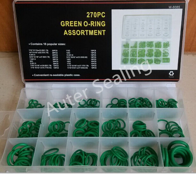 270 Piece O-Ring Kit with Plastic Box Green Seal Plumbers Pumps Car Garages 18 Sizes Rubber Gasket Ring 270 Piece O-Ring Kit with Plastic Box Green Seal Plumbers Pumps Car Garages 18 Sizes Rubber Gasket Ring
