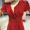 Flectit Vintage '80s Dress French Style Polka Dot Button Up Midi Dress Long Sleeve High Waisted Retro Holiday Dress Women ► Photo 3/6