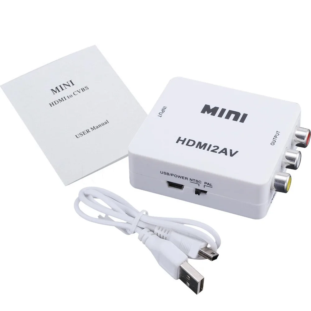 1080P HDMI Mini VGA к RCA AV композитный адаптер конвертер с 3,5 мм аудио VGA2AV/CVBS+ аудио к ПК HDTV конвертер